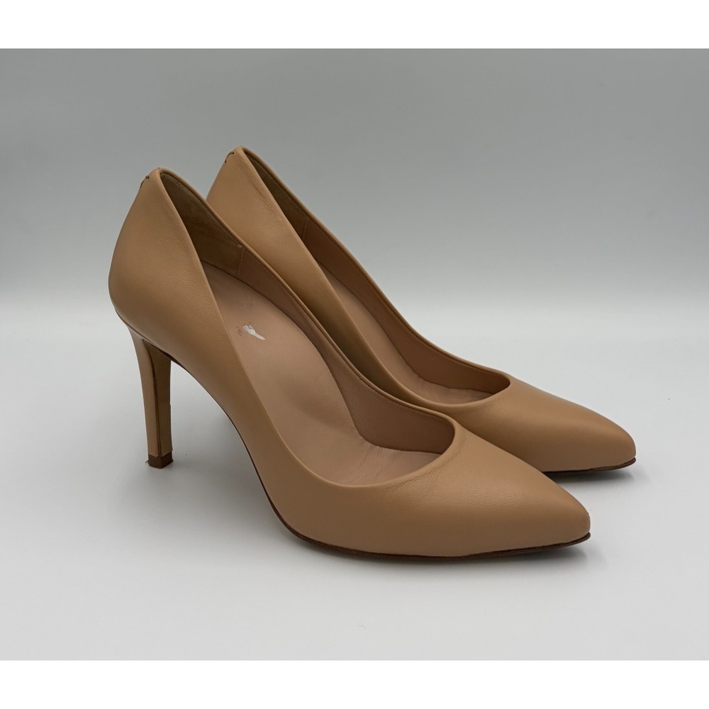 INEZ Alta Almond Nappa Beige Leather Pumps Women's 7W Wide Made in Spain